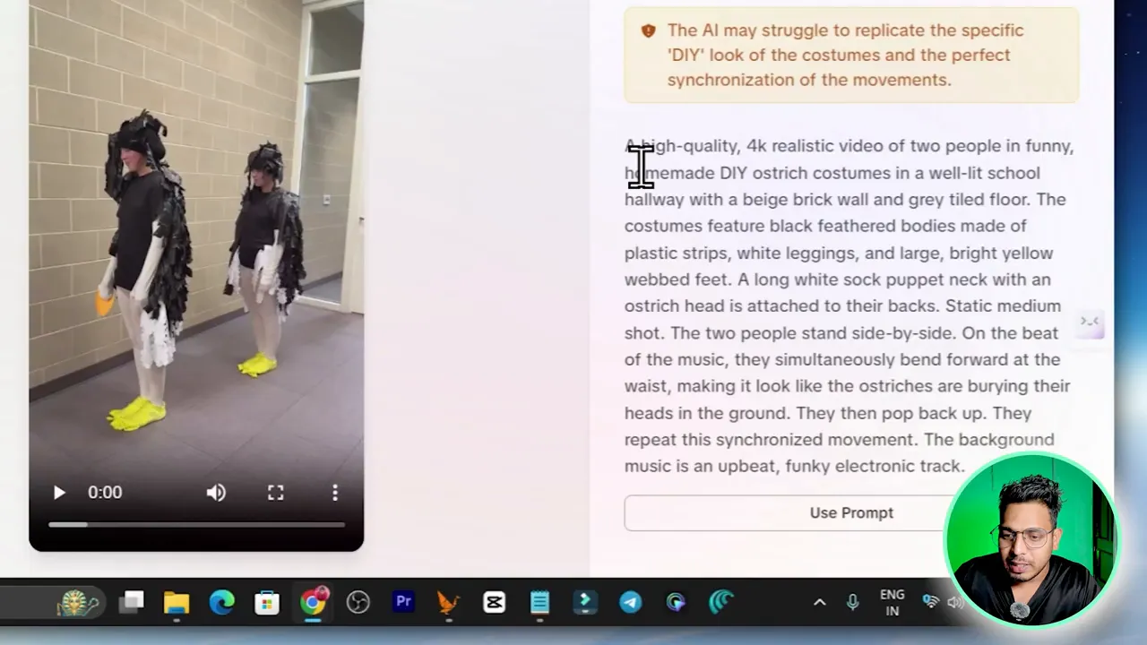 Prompt extractor interface with pasted TikTok link and extracted prompt