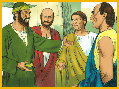 Paul preaches on the Sabbath day in Corinth to Jews and Greeks.