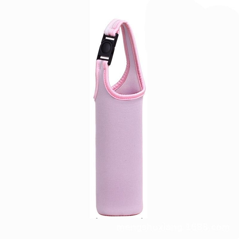 sac isotherme en néoprène rose avec une poignée pratique pour le transport, idéal pour garder les boissons fraîches ou chaudes