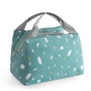Sac isotherme en tissu avec motifs colorés, idéal pour transporter vos repas et boissons tout en maintenant leur température.