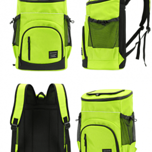 sac à dos isotherme de couleur verte avec plusieurs poches et un design ergonomique, idéal pour le transport de nourriture et de boissons fraîches, parfait pour les pique-niques et les sorties en plein air