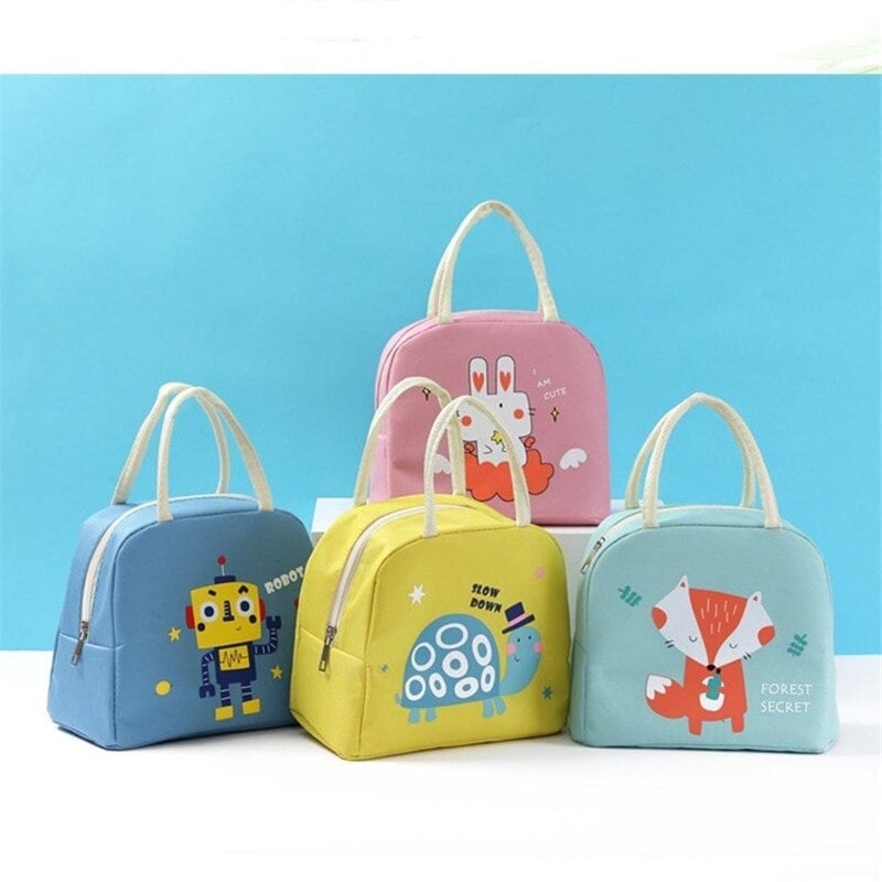 Sacs isothermes colorés avec motifs ludiques, parfaits pour le transport de repas et boissons, disponibles en plusieurs designs animaliers.