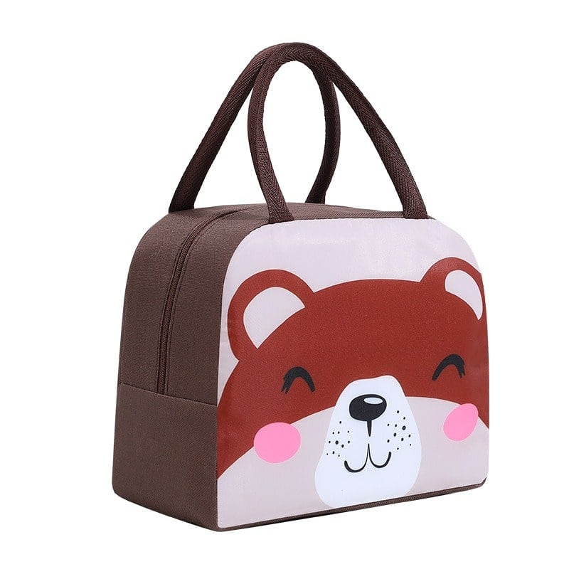sac isotherme en forme d'ours avec poignées, idéal pour le transport de nourriture et boissons, design ludique et coloré