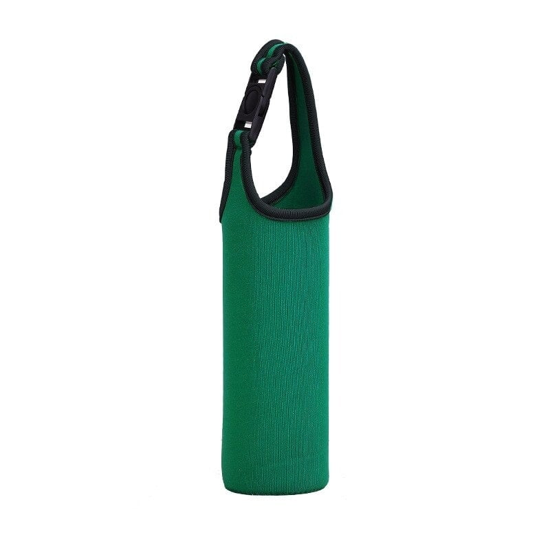 sac isotherme vert avec une poignée, conçu pour maintenir les boissons à température idéale, en néoprène durable et léger, parfait pour les pique-niques et les sorties.