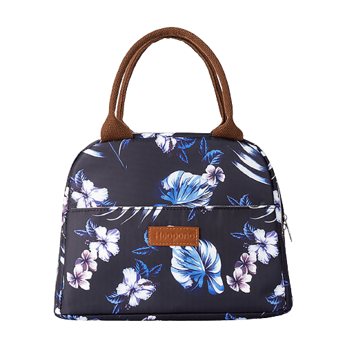 sac isotherme fleuri avec poignée, idéal pour le transport de repas et boissons, design élégant et pratique