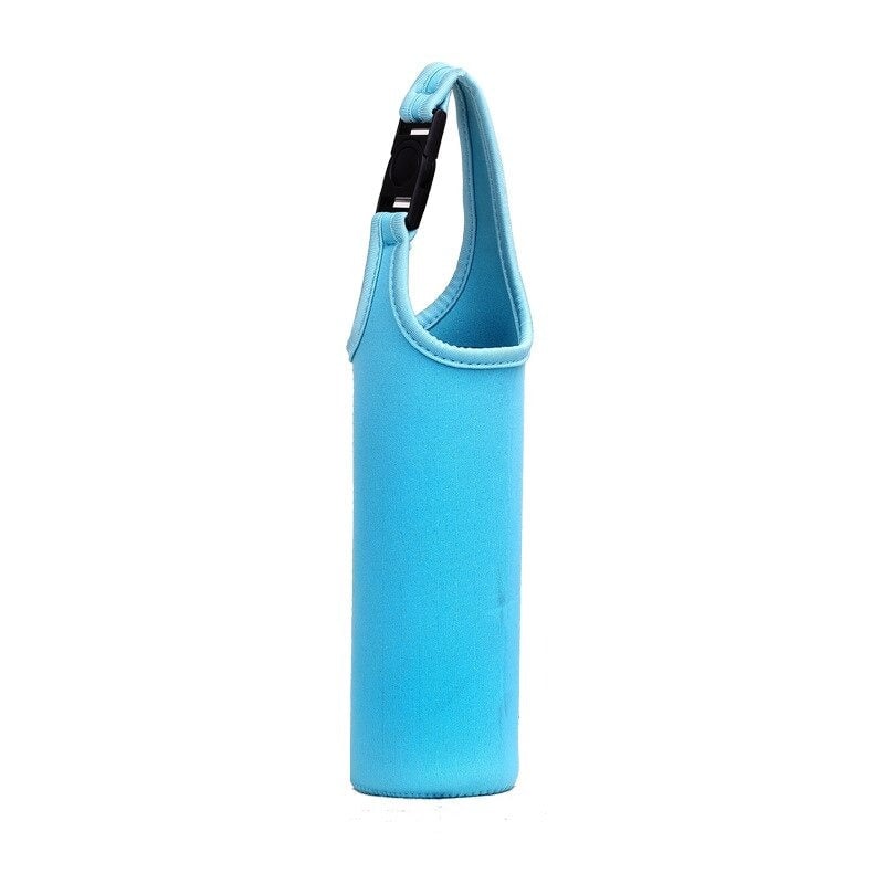 sac isotherme bleu avec une poignée, conçu pour maintenir la température des boissons, idéal pour les pique-niques et les sorties en plein air