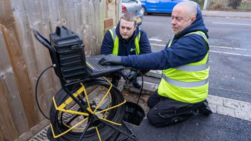 Drainage engineer performing a CCTV drain survey at a Salisbury home before a property sale.