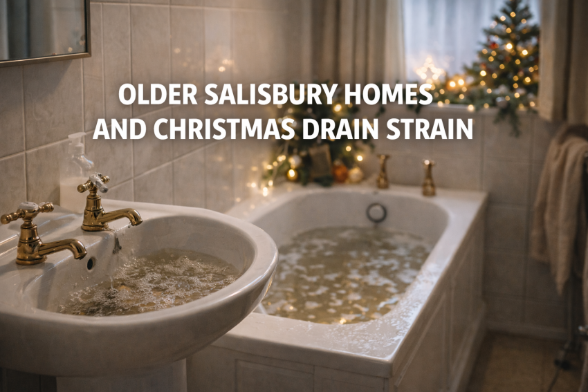 Blocked drains Salisbury Christmas strain in an older home bathroom