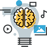 a light bulb with a brain inside