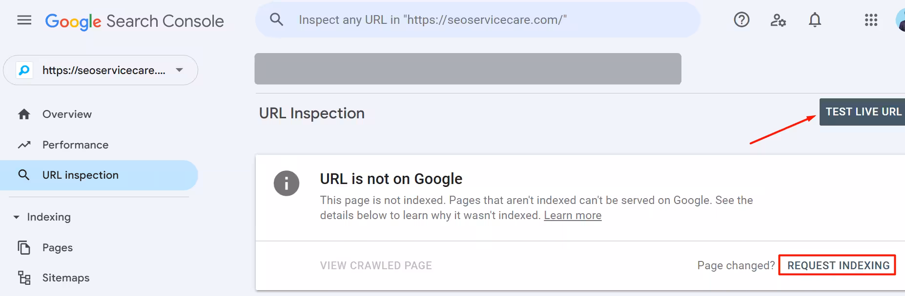 In GSC, using URL Inspection request to google for index the URL