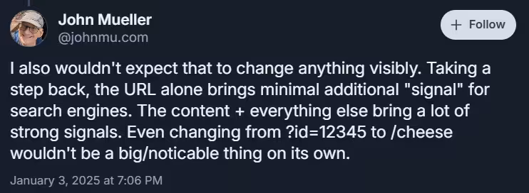 John Mueller speech about URL