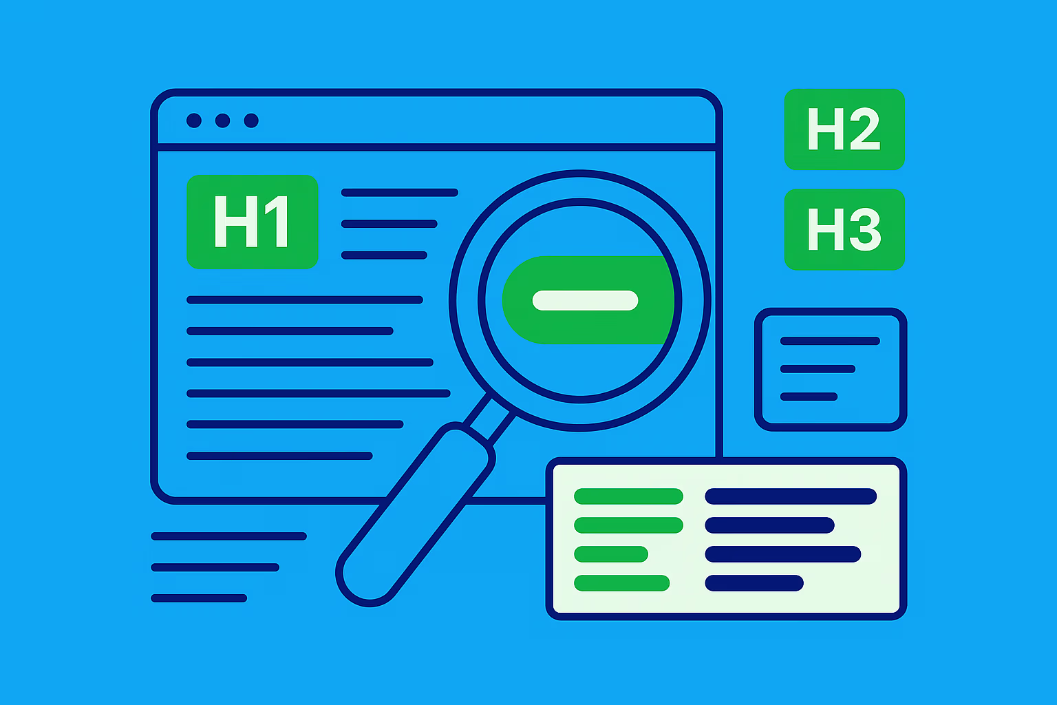 Website content structure showing effective keyword placement