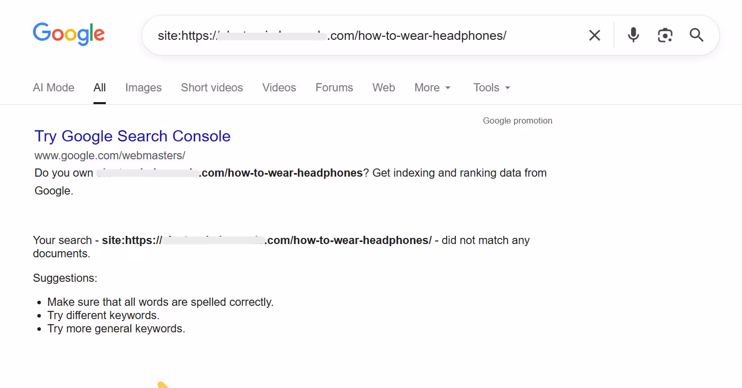 manually index check on google serp page