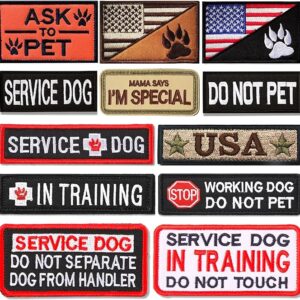 12 PCS Service Dog Patches with Removable Tactical Hook Loop