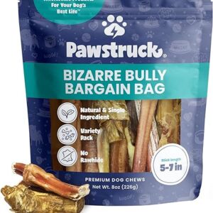 Pawstruck Natural Bizarre Bully Sticks Bargain Bag for Dogs & Puppies