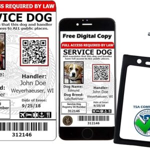 ActiveDogs Registered Service Dog Photo Identification Card w/Clip-On Carrier Holder