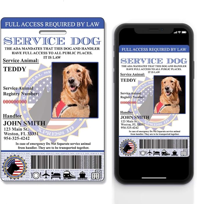 XpressID Holographic Service Dog ID Card Custom + Digital ID for Mobile Devices