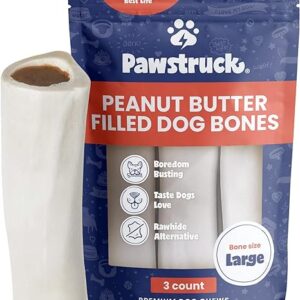 Pawstruck Large 5-6" Filled Dog Bones, Peanut Butter Flavor
