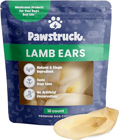 Pawstruck Natural Lamb Ears Chew Treats for Small & Medium Dogs