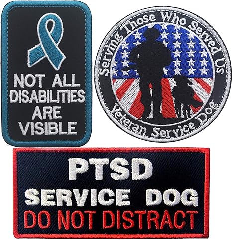 Veterans Service Dog Serving Those Who Served Us Embroidered Fastener Hook Loop Patch