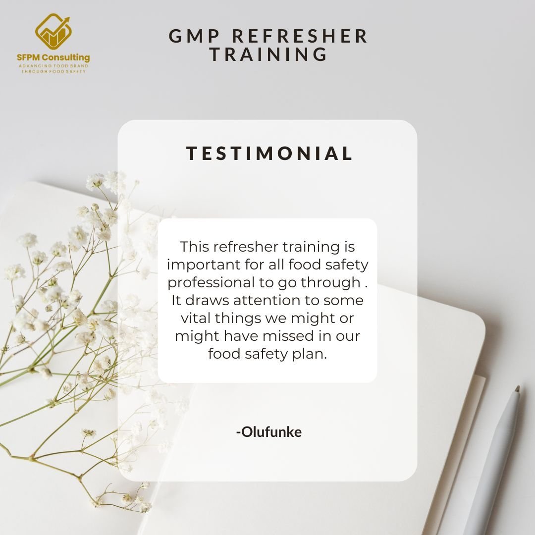 Testimonial from Olufunke for GMP Refresher Training