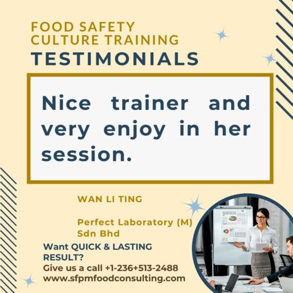 Feedback from WAN LI TING for SFPM's Food Safety Culture Training