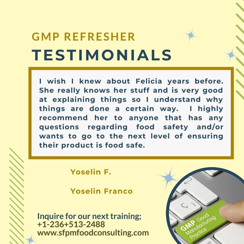 Testimonial from Yoselin F for SFPM's GMP Refresher Testimonial from Yoselin F for SFPM's GMP Refresher.jpeg