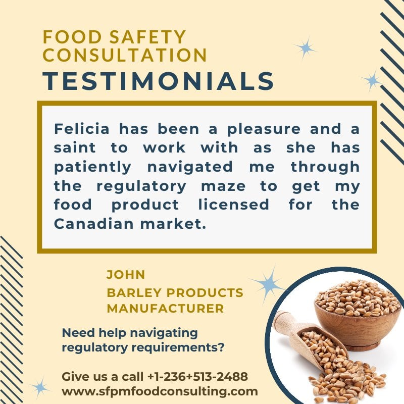 Feedback from John for SFPM's Food Safety Consultation Feedback from John for SFPM's Food Safety Consultation