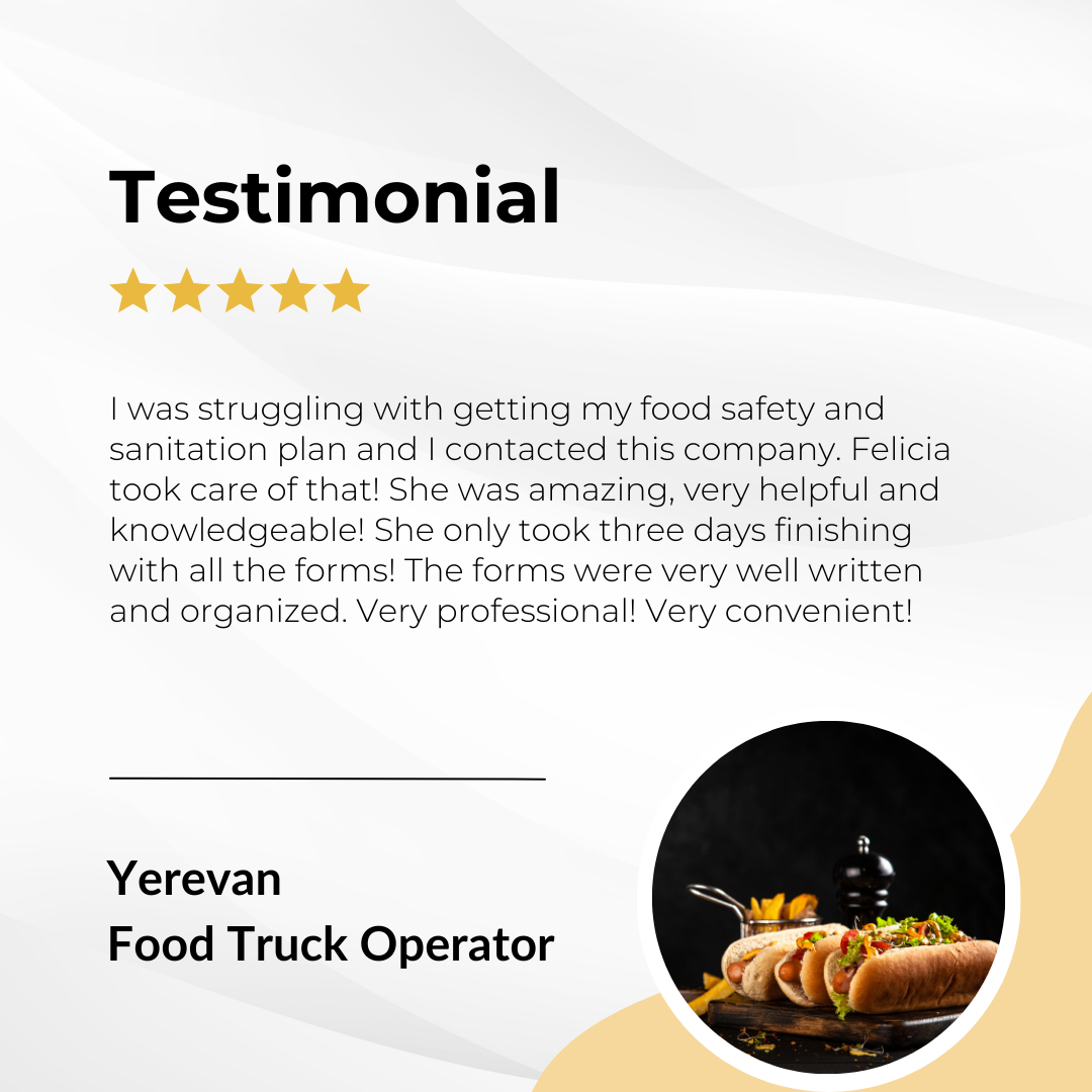 Yerevan's Testimonial for Food Safety and Sanitation Plan - See How We Help