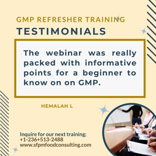 Feedback from HEMALA L for SFPM's GMP Refresher Training