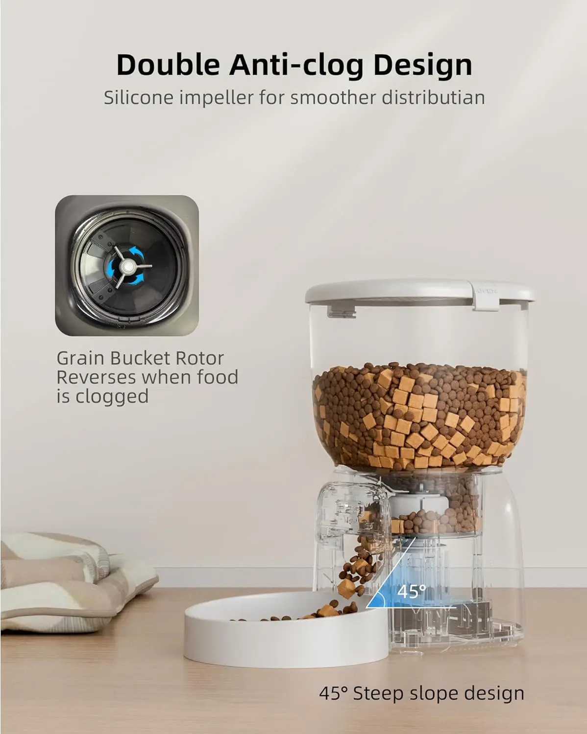 Smart Automatic Cat Feeder - Up to 15 Portions 10 Meals Per Day, Dual Power Supply Pet Feeders for Cats/Dogs (4L/16.9 Cups)