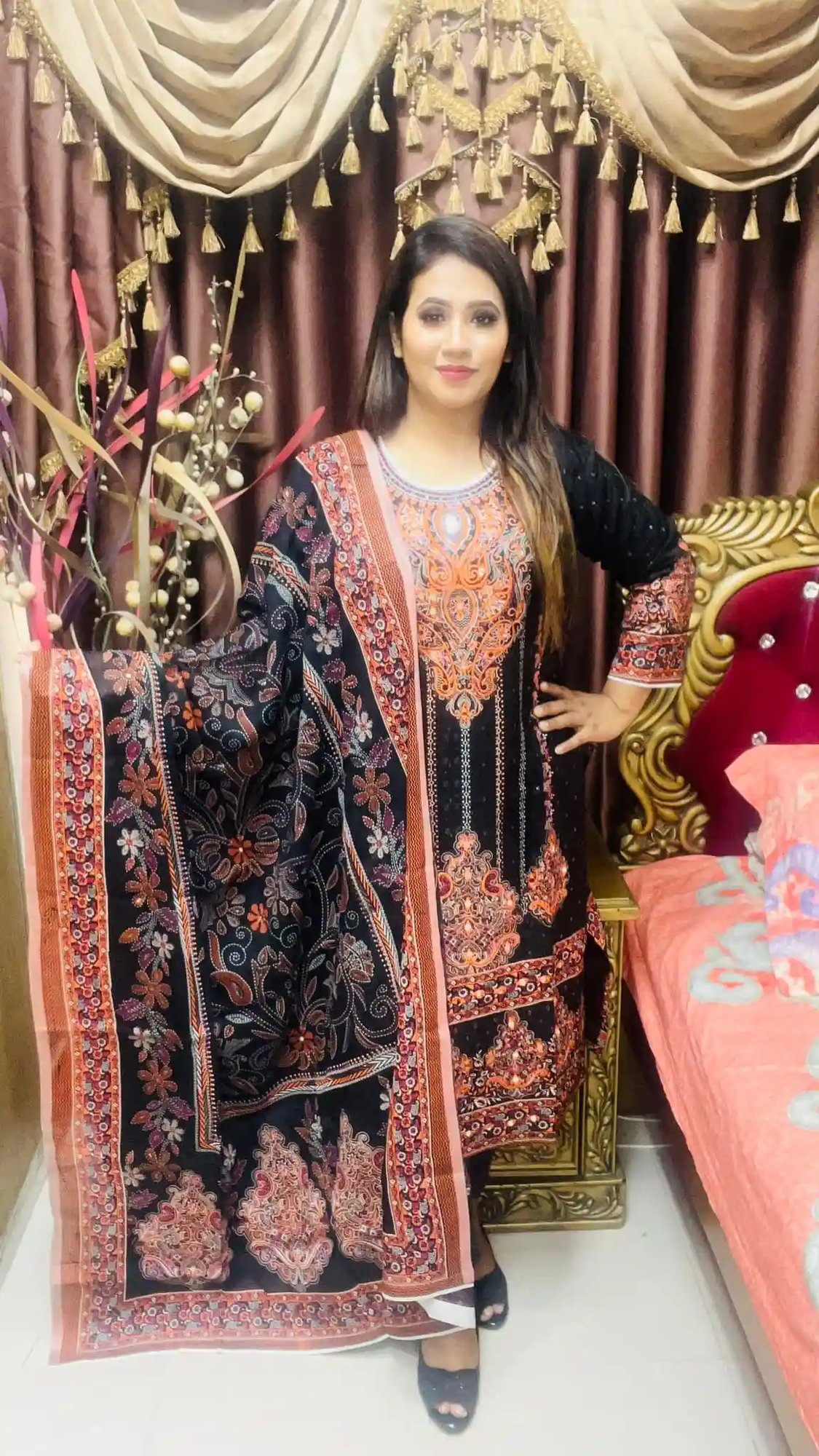 Unstitched Two Piece - Silk Jacquard Cotton with Stone Work