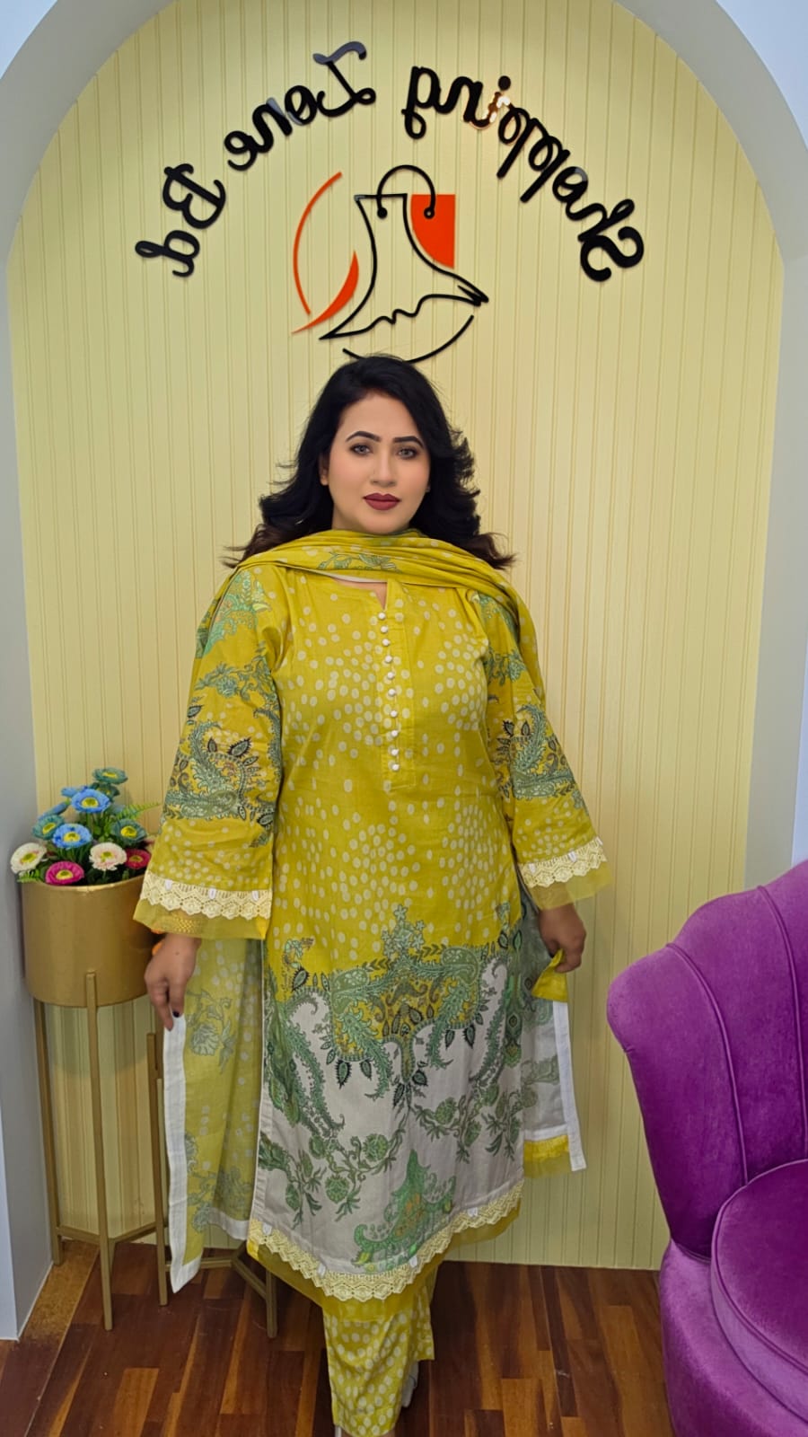 রেডি থ্রি পিস | Luxury Cotton Ready Three Piece | Shopping Zone BD | Style #G1999SG