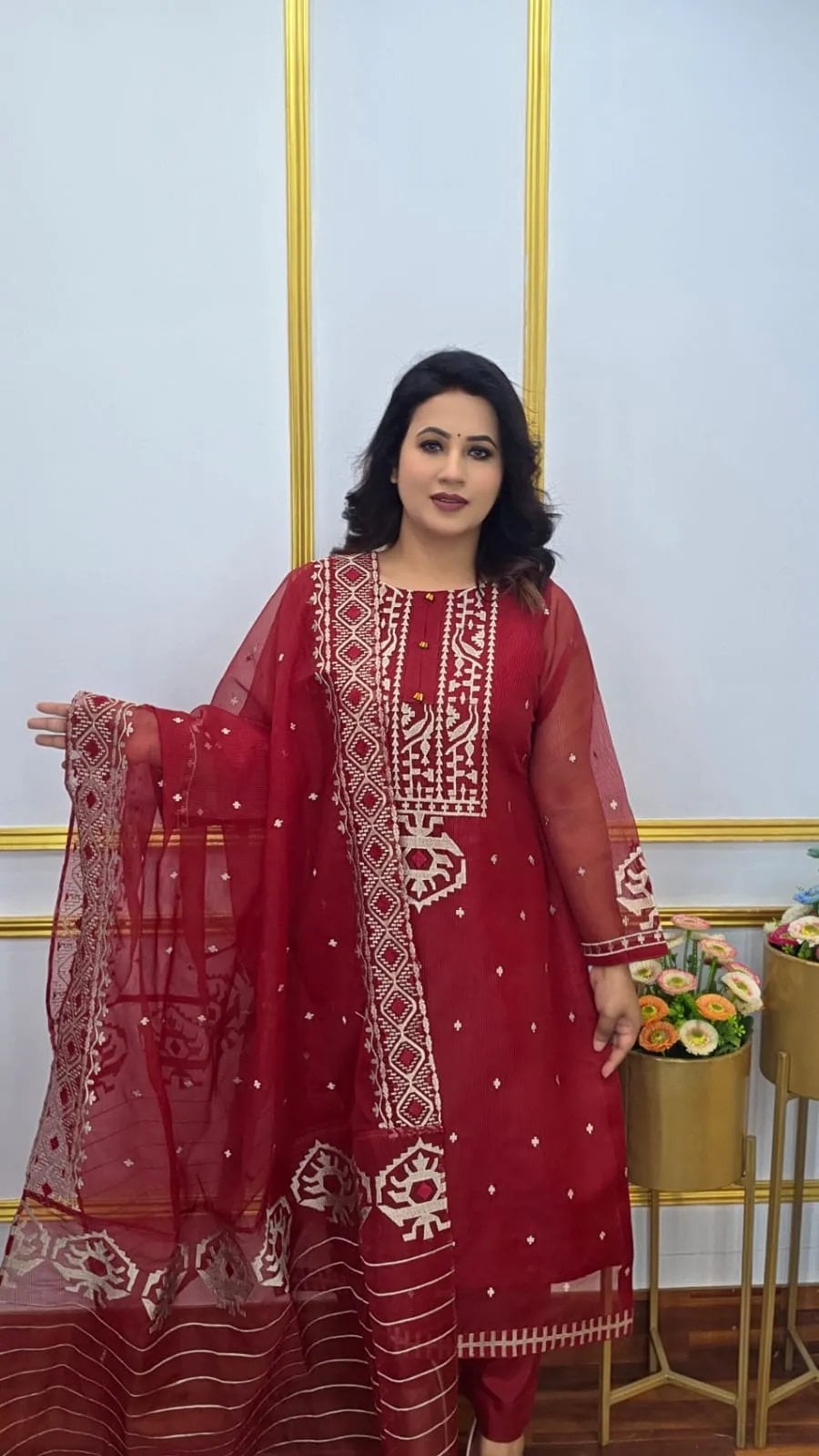 Unstitched Four Piece Quota Maslin Dress