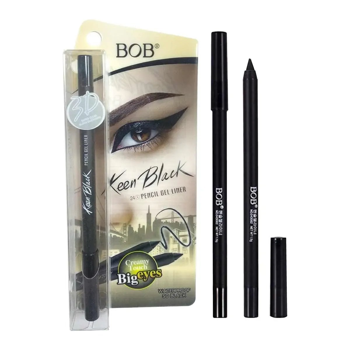 BOB Waterproof Keen Black Pencil Gel Liner &ndash; Deep Black, Smudge-Proof Finish