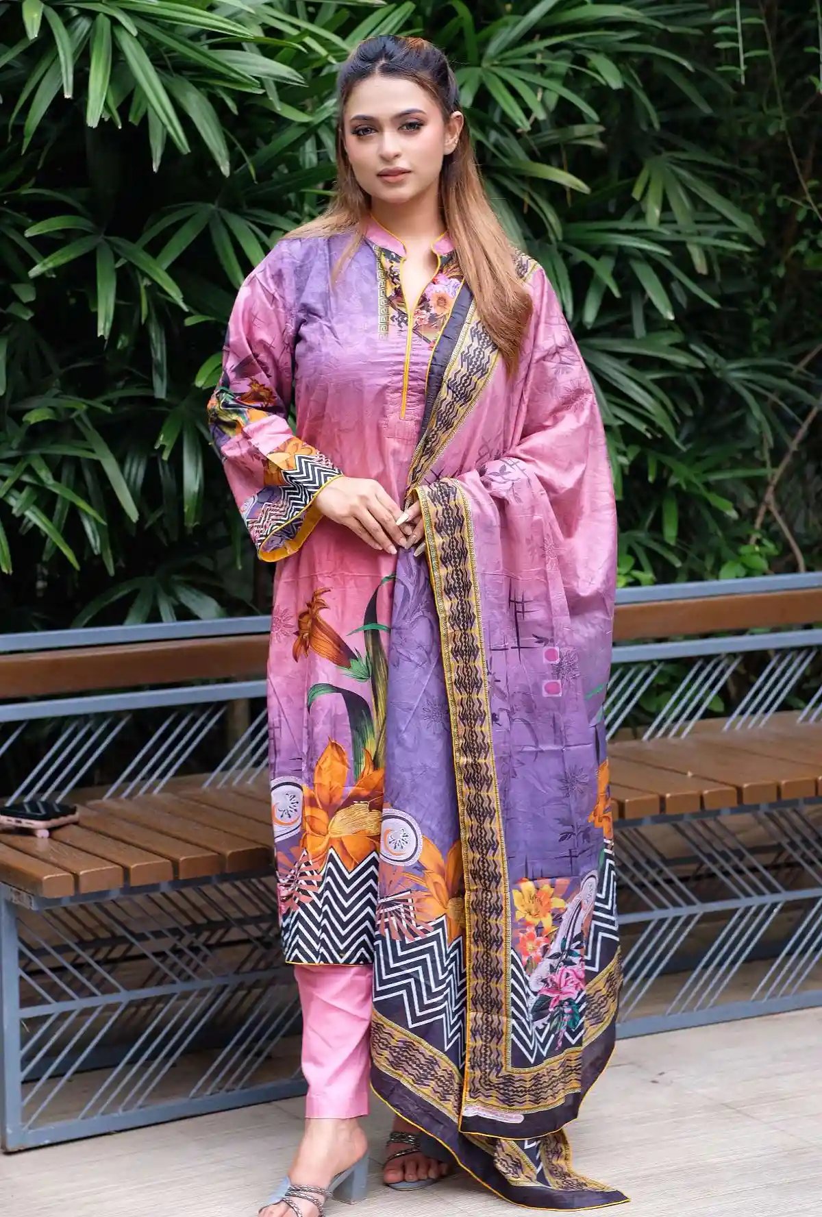 Ready Three Piece Lawn Cotton with Orna