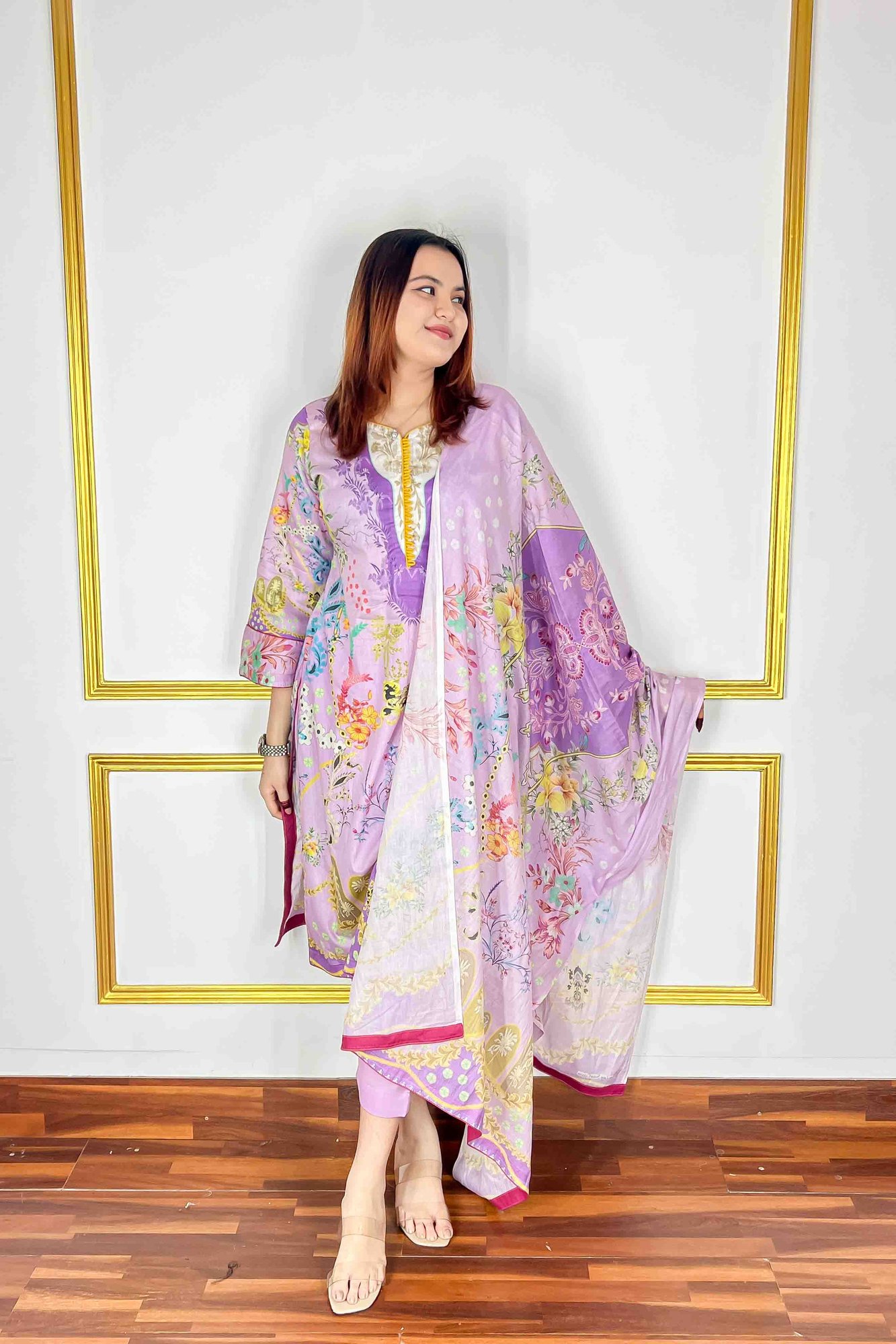 আনস্টিচ থ্রি পিস| Unstitched Three Piece | Shopping Zone BD | Style #SF1299C