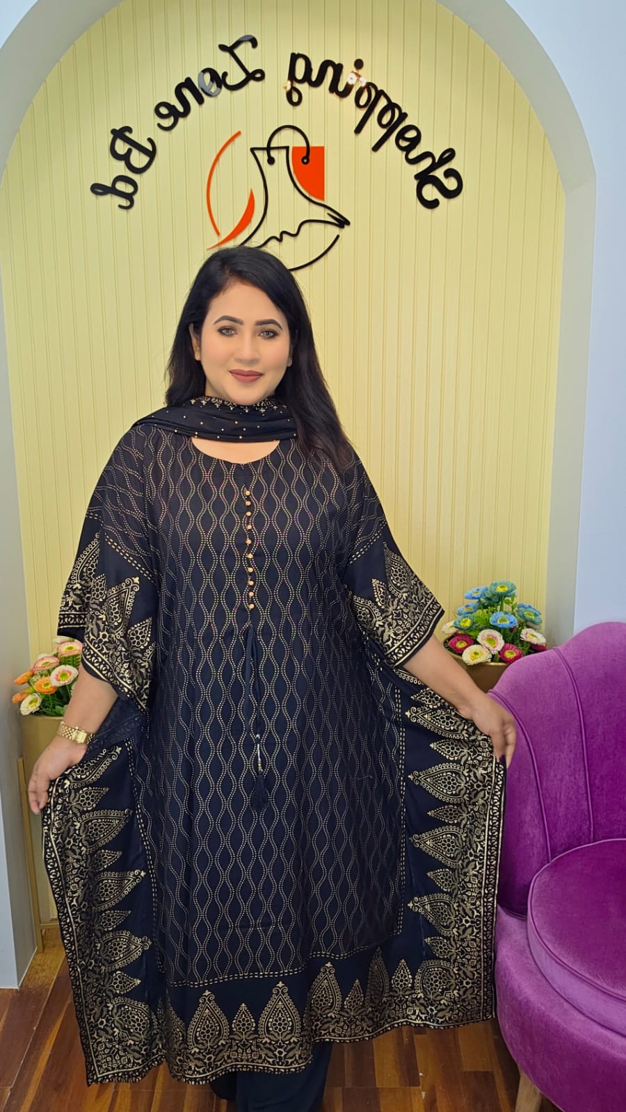 Kaftan With Orna | HN1050BL-HN1050R