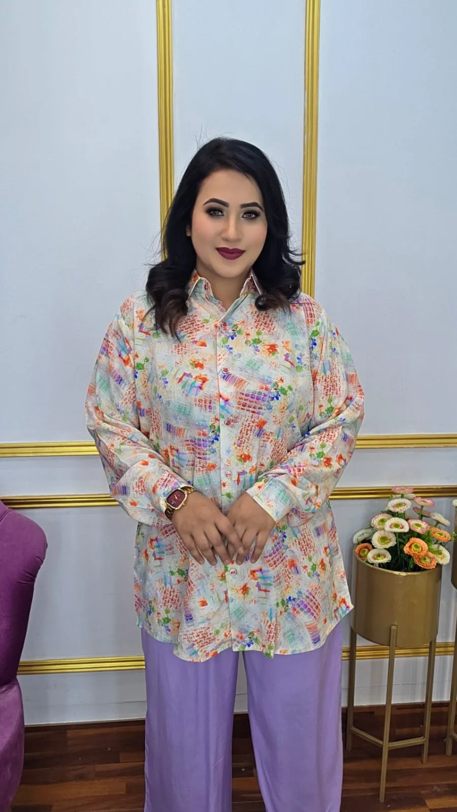 Women&rsquo;s Imported Lilen Co-ords Set Stone Work