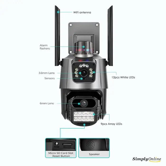 WiFi Dual Camera PTZ + Siren / Alarm - Dual Lens - Image 6