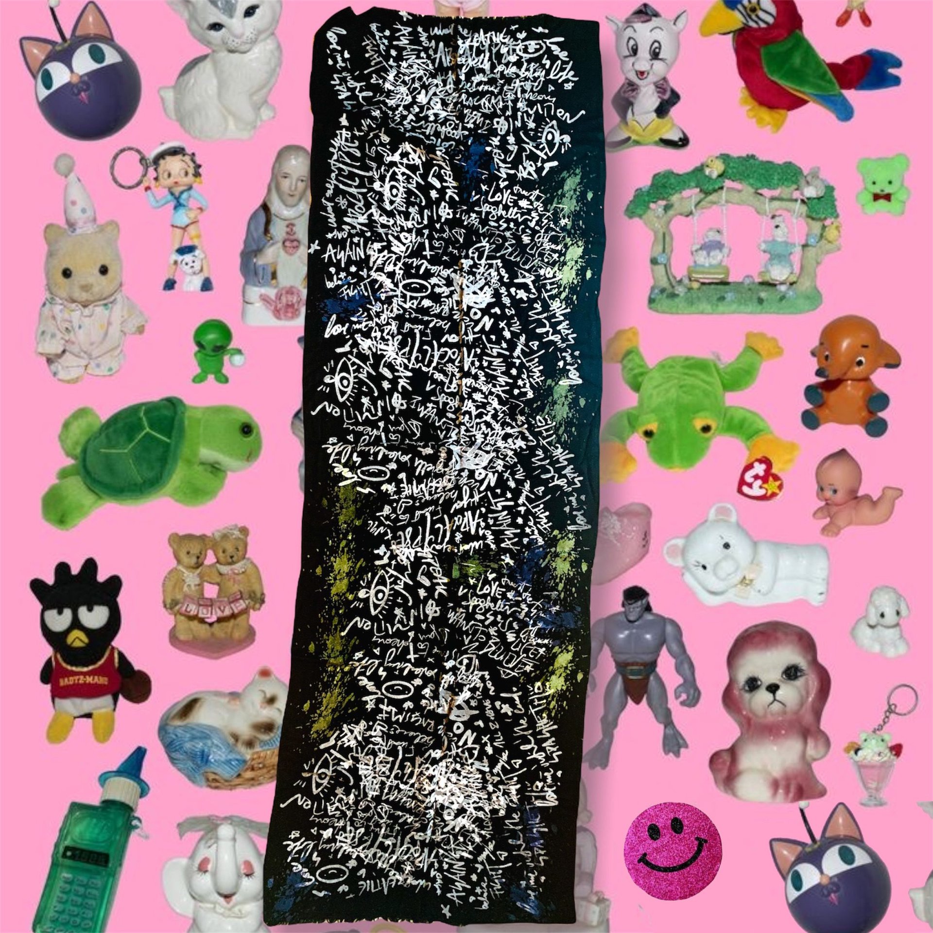 The Spaghetti IMPERFETTO Manifesto Scarf- Black -