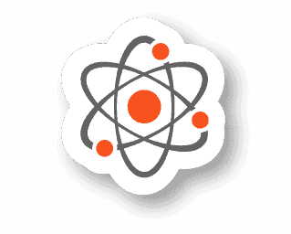 An atomic symbol on a white background, representing cybersecurity.