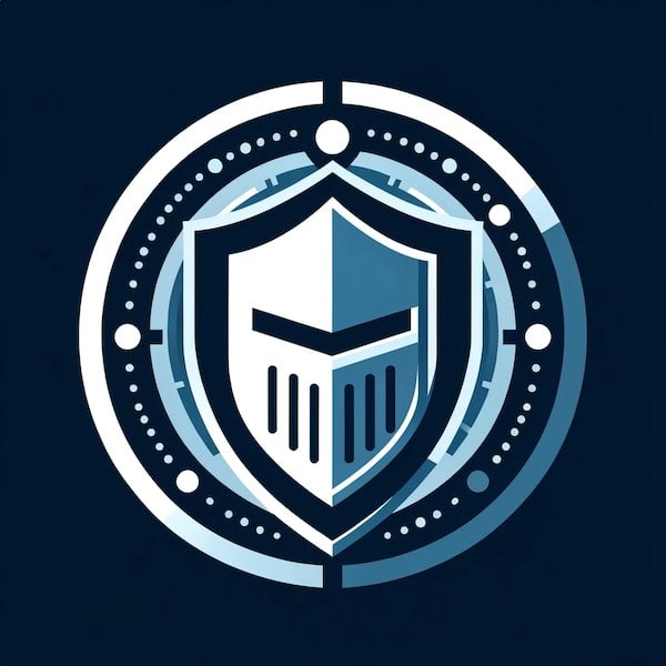A shield logo on a dark background.