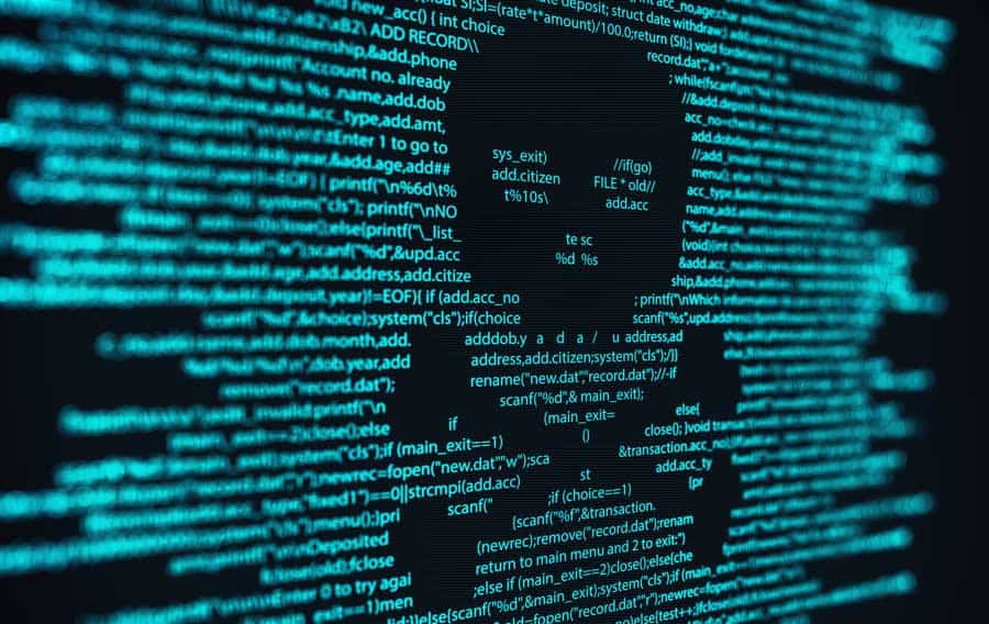 Code in the shape of skull and bones