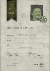 Certyfikat ukończenia kursu przez Sebastiana Mataczyno Certyfikat ukończenia kursu przez Sebastiana Mataczyno