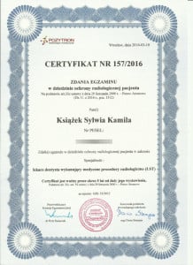 Ochrona radiologiczna pacjenta - certyfikat lek. stom. Sylwia Książek Ochrona radiologiczna pacjenta - certyfikat lek. stom. Sylwia Książek