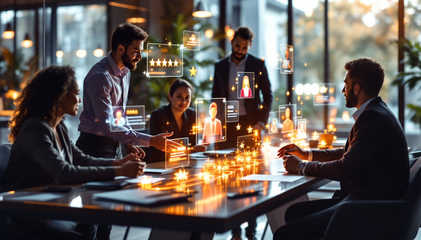 Business team using interactive digital interface in meeting