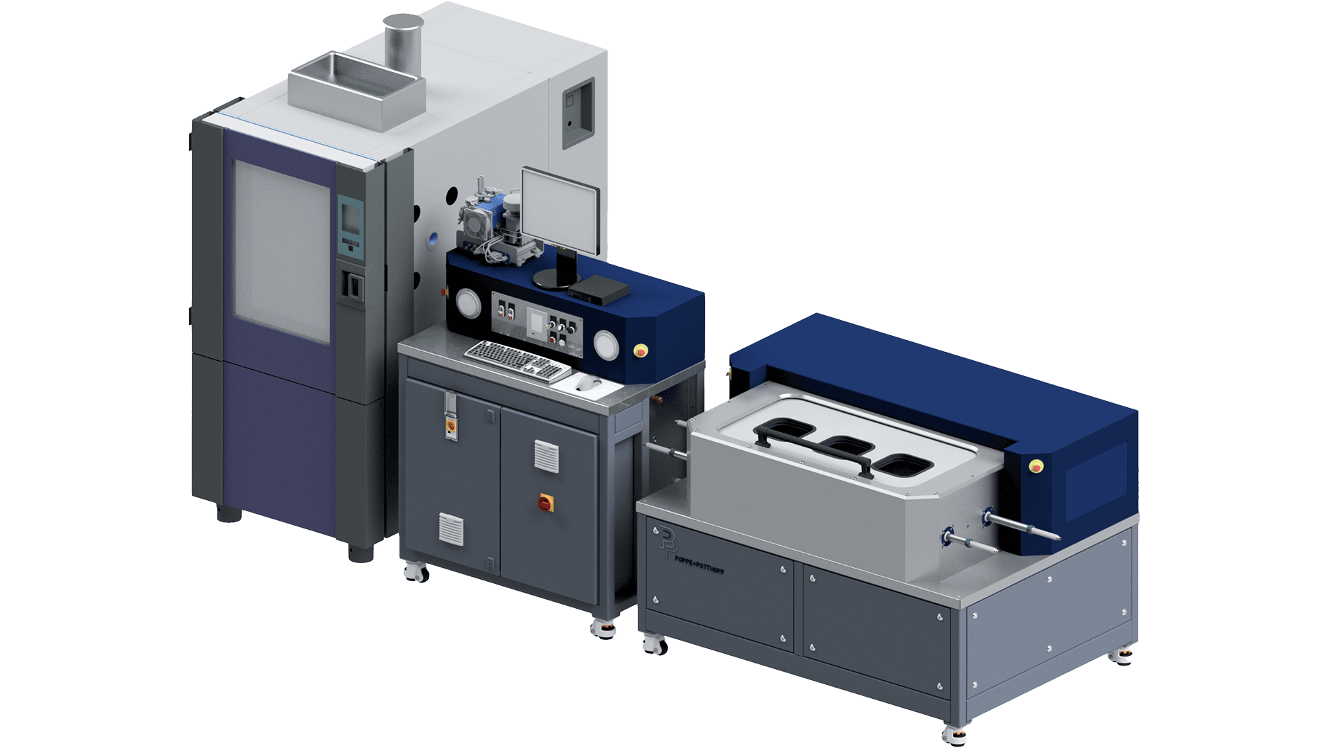 1050 bar helium, moulder gas, hydrogen and nitrogen leak test bench. Including an environmental test chamber