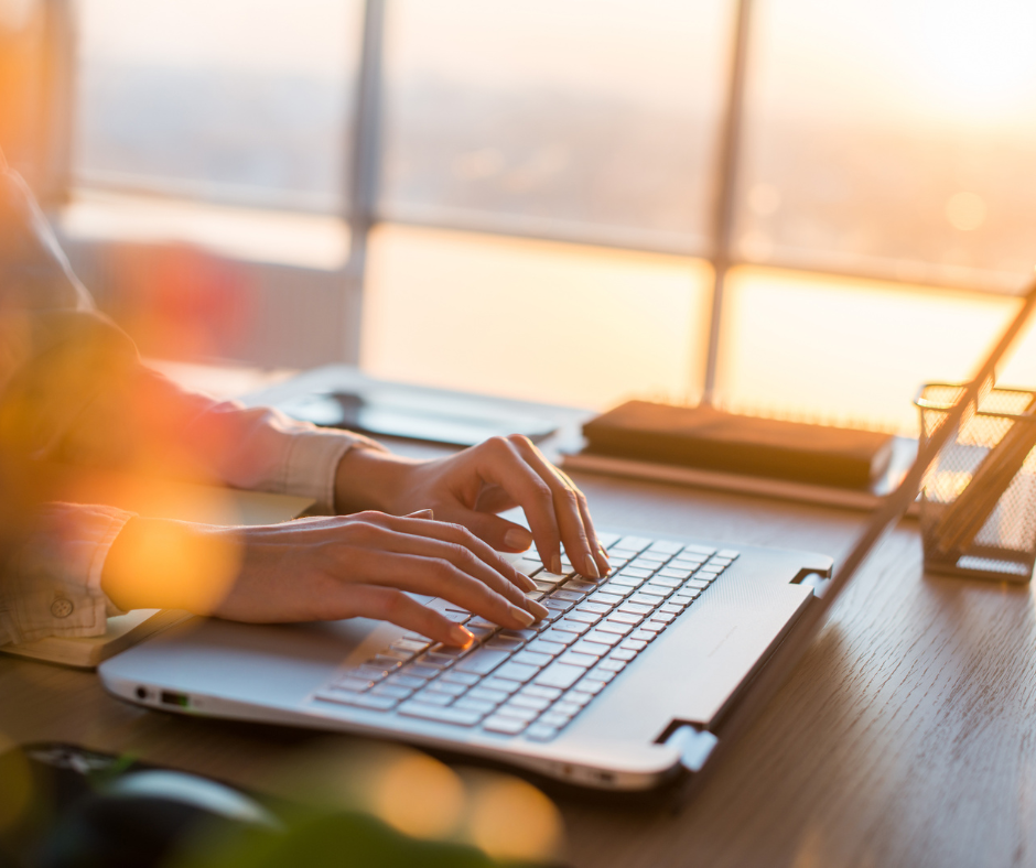 Business owner blogging for SEO growth and brand visibility