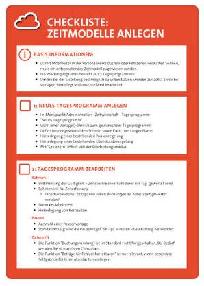 Vorschau Checkliste: Zeitmodelle anlegen